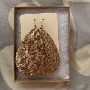 Gold Leather Earrings